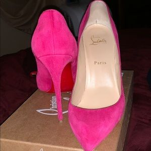 Pink suede louboutin pigalle follies